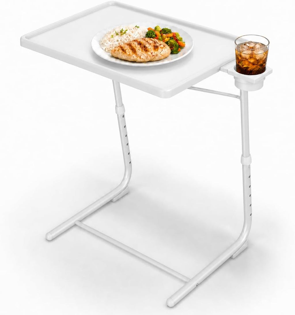 Adjustable TV Tray Table - 6 Height & 3 Tilt Angle Settings | Multifunctional Foldable Tray Table for Eating Laptop Dinner or Bed Use | Easy to Assemble & Store | Portable Desk