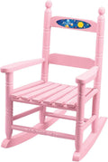 Fox Valley Traders Custom Space-Themed Children's Rocking Chair, Durable Wood - Measures 14 1/2" Wide x 11 1/2" Deep; 22 1/2" Overall Height, Pink Font