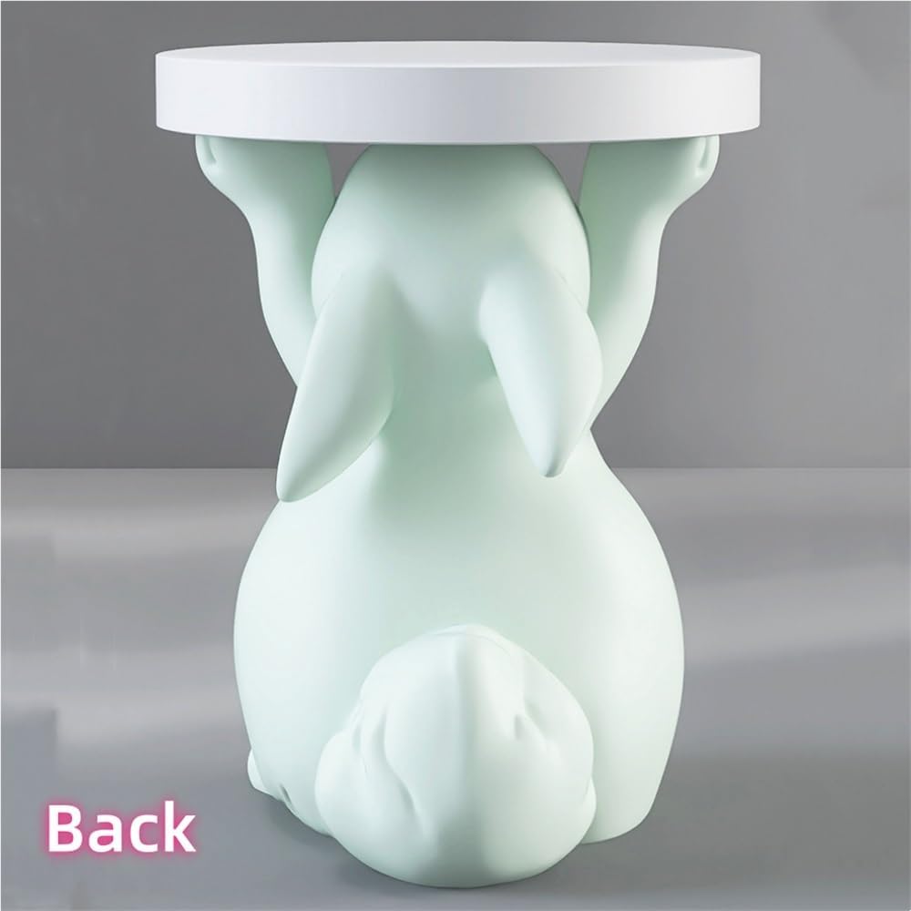 Side Table for Couch, Cute Style Rabbit Shape End Table, Living Room Decor with Resin Materials, Simple Modern Side Table, Creative Animal Entryway Table for Reception(White)