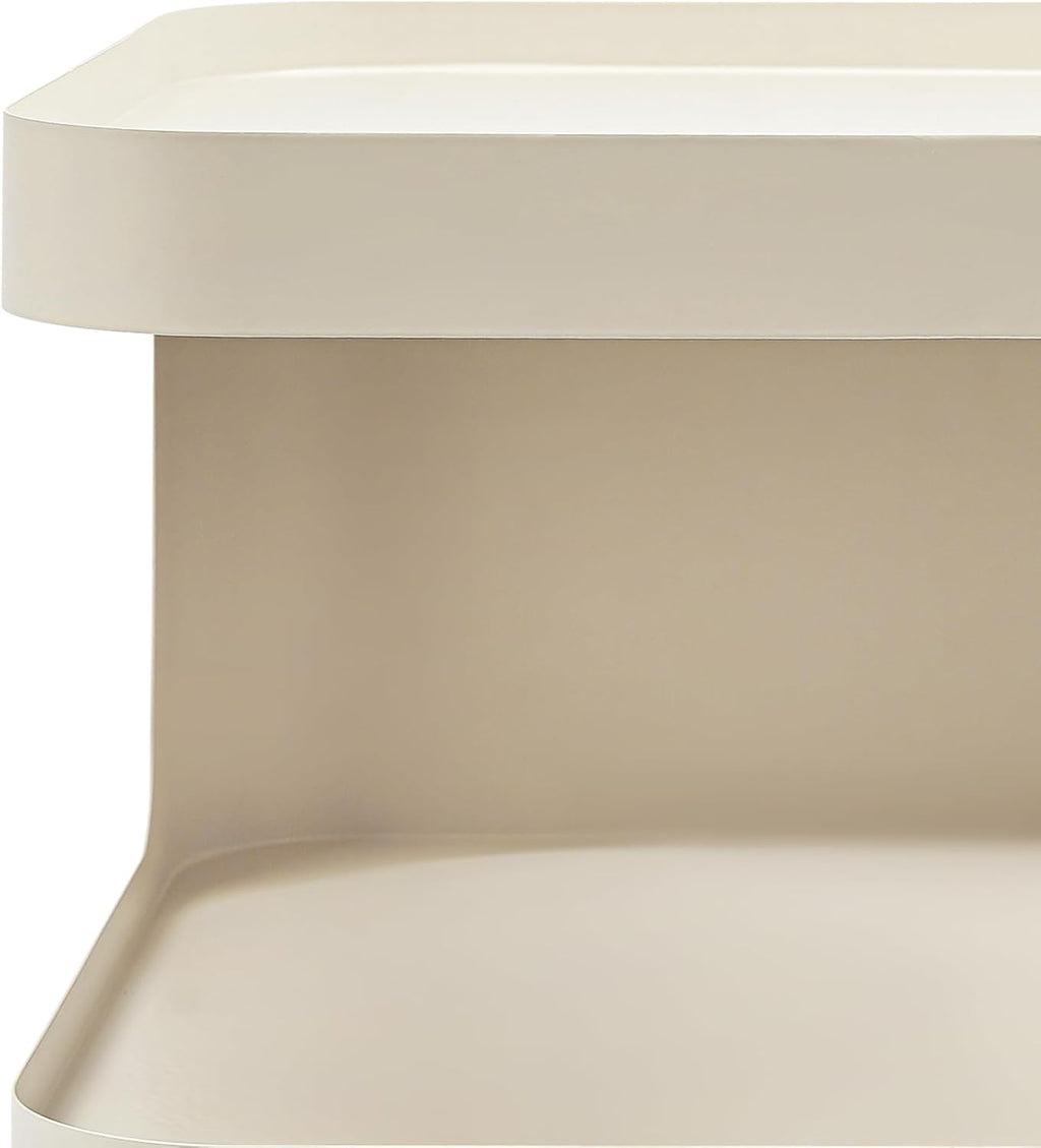 Modern Metal Side Table with Storage - No Assembly Small End Table & Nightstand for Bedroom,Living Room,Couch - Compact Accent Table for Small Spaces,Durable Bedside Table (Cream)