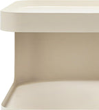 3 Tier Minimalist End Table Modern Side Table with Storage, Freestanding Metal Nightstand for Bedroom, Living Room, Couch, Small Space, Open Design (Cream)
