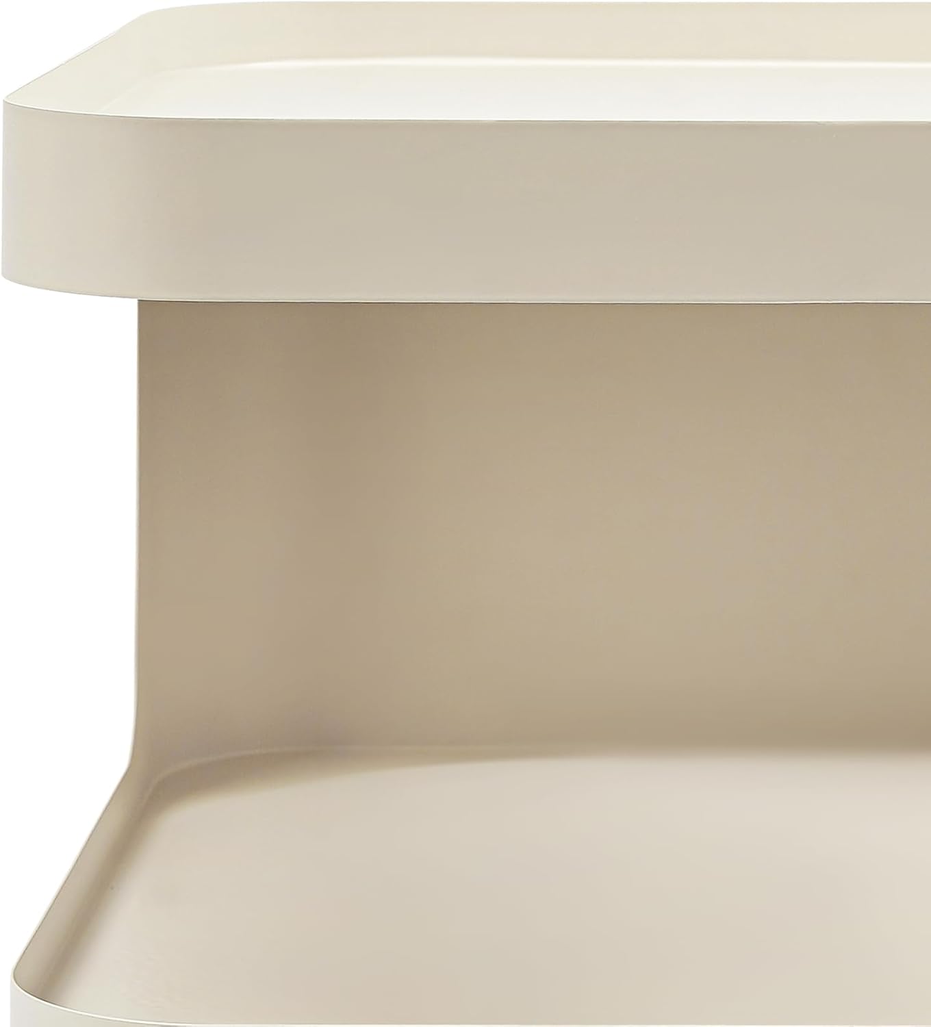 3 Tier Minimalist End Table Modern Side Table with Storage, Freestanding Metal Nightstand for Bedroom, Living Room, Couch, Small Space, Open Design (Cream)