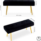 Upholstered Bench for Bedroom End of Bed, 40-inch Entryway Bench for Living Room, Dining Bench with Padded Seat and Metal Legs for Kitchen Bedroom,Indoor and Hallway (Black Velvet Bench)