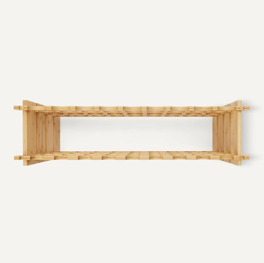 Amazon Basics Stackable Natural Bamboo Wine Rack, 36 Bottle Capacity, Easy to Assemble
