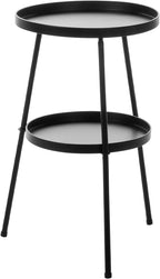 Vasitelan 2 Tier Side End Table Metal Round Coffee Tables Nightstand for Small Spaces Indoor Outdoor