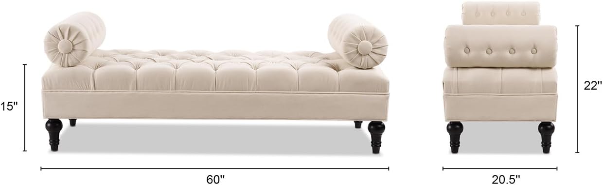 Jennifer Taylor Home Lewis Bolster Bench, Sky Neutral
