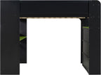 Full Size Wood Bunk Bed with Height-Adjustable Desk and Wardrobe,USB Port and RGB Light,for Kids Teens Adults Bedroom Use (Green#Wardrobe, Full)