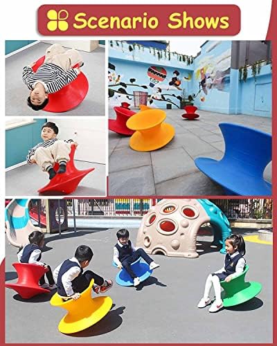 360 Swivel Gyro Chair for Kids, Rotating Sensory Balance Seat, Heavy Duty PE Rubber Tumbler Toy, Indoor Outdoor Play Equipment, Light Grey, 220 Lbs Capacity
