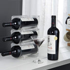 4 Pack Plastic Stackable Water Bottle and Wine Rack Storage Organizer for Kitchen Countertops, Pantry, Fridge, Clear