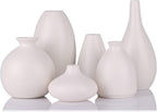 Set of 6 Matte White Small Vases for Flowers, Ceramic Bud Vase Bulk Boho Centerpieces for Tables, Mini Short Vase Modern Bulk Wedding Centerpieces Ikebana Vases for Bridal Shower/House Warming Gift