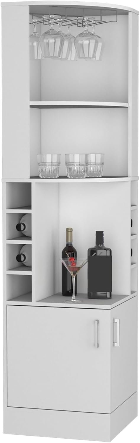 Farmhouse Corner Cabinet, Double Door Cabinet with Glass Rack, Eight Built-in Wine Rack,for Kitchen Home