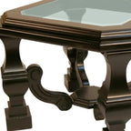 HomeRoots 24" Espresso Brown and Clear Wood and Glass Square End Table