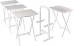 Winsome Alex Set of 4 Foldable Snack Tables with Storage Rack, Easy to Store Portable Fold Up Table Set for Kitchen, Living Room TV Dining, Crafts, Puzzles, Work from Home