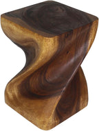 Haussmann Valeris Solid Square Twisted End Table 14 in SQ x 20 in H Walnut