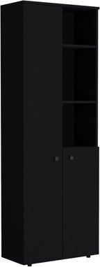 Riner 67" Slim Pantry Cabinet, 5-Tier Storage Shelves with Doors for Kitchen Organization, Black