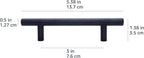 Amazon Basics Euro Bar Cabinet Handles, Drawer Pulls, 5.38-inch Length, 3-inch Hole Center, 1/2-inch Diameter, Matte Black, 20-Pack, AB1500-FB-10