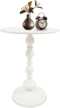 End Table, Vintage Metal Side Table, 15.7 x 20.5 Inch Sofa Round Side Table Nightstand Decorative Small Accent Pedestal Table for Living Rooms, Bedroom, Bars, Office, Corners (White)