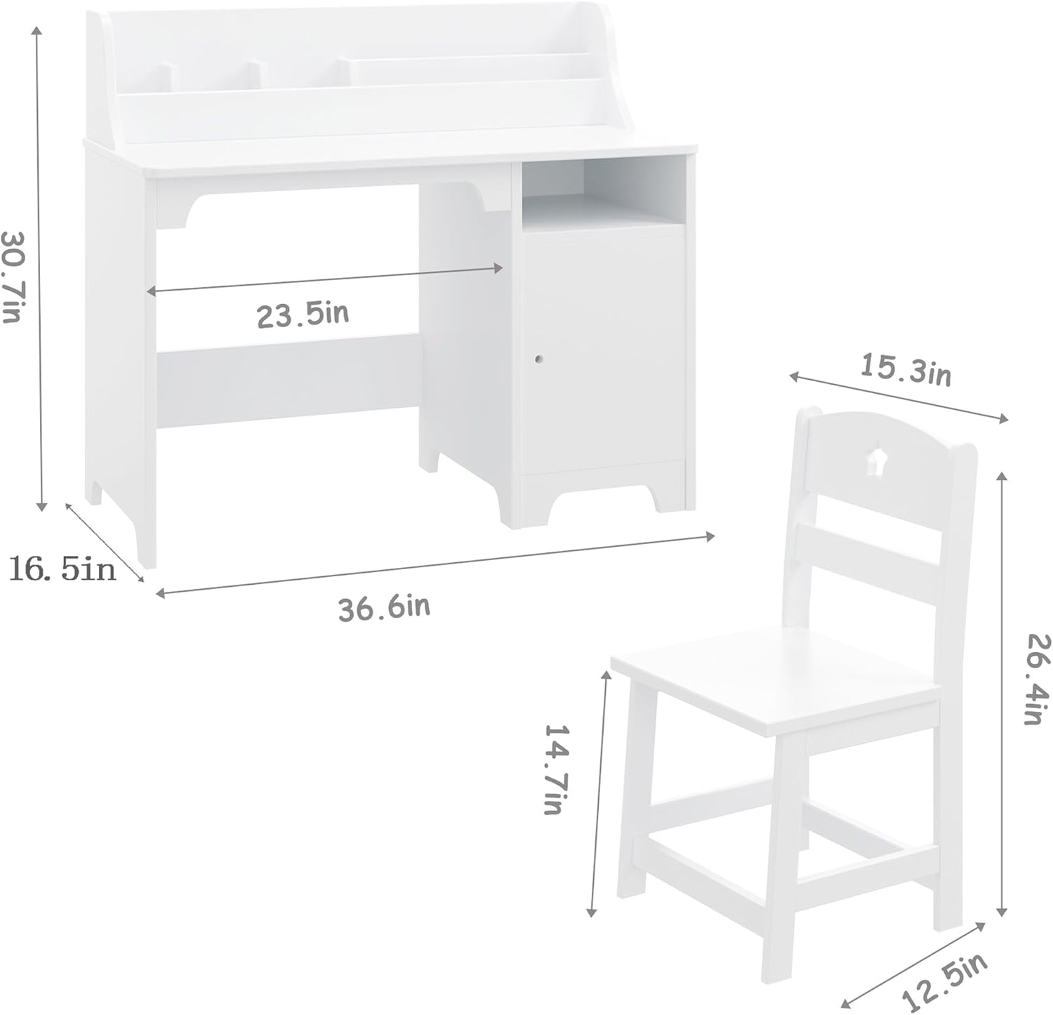 Kids Study Desk with Chair,Wooden Children Study Table, Kids Desk & Chair Sets with Hutch and Storage Cabinet for 3-12 Year Old, Student Writing Desk Computer Workstation for Kids Bedroom & Study Room
