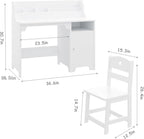 Kids Study Desk with Chair,Wooden Children Study Table, Kids Desk & Chair Sets with Hutch and Storage Cabinet for 3-12 Year Old, Student Writing Desk Computer Workstation for Kids Bedroom & Study Room