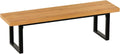 47" Acacia Wood Outdoor Bench, Garden Patio Dining Bench w/Solid Seat & Steel Legs, Backless Long Narrow Farmhouse Furniture, for Porch Park Yard Backyard Lawn(B)