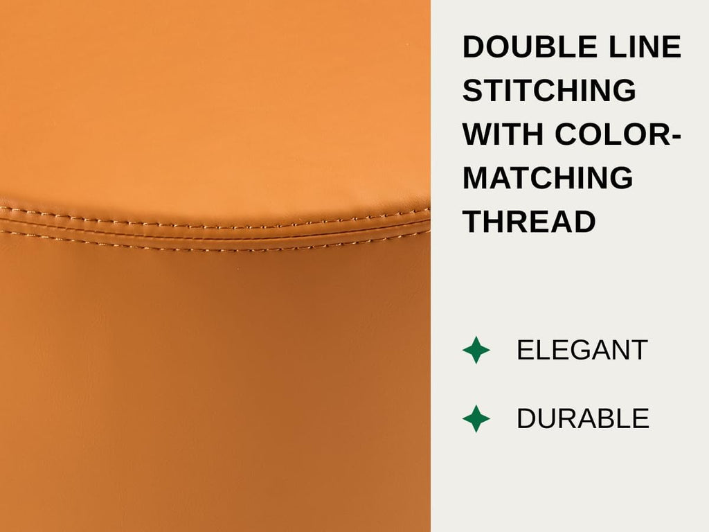 Large 22" Sturdy Sitting Pouf Ottoman Wipe-Clean Leather Boho Geometric Design for Kids Toddler Playroom with Foam Filling as Seating Footrest Side Table College Dorm Décor (Burnt Orange)