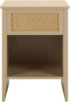 Furnifact Rattan Accent Side Table with Drawer Storage, Open Shelf, Modern Design, Home Decor for Living Room or Bedroom