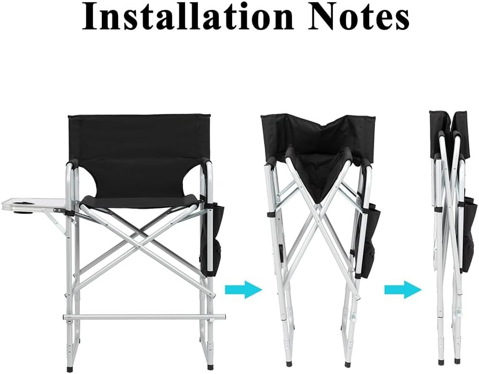 Silver White Iron Pipe Black Cloth Surface Plastic Sprayed Iron Round Pipe Director's Chair 103 * 60 * 499cm 120kg Without Carrying Bag