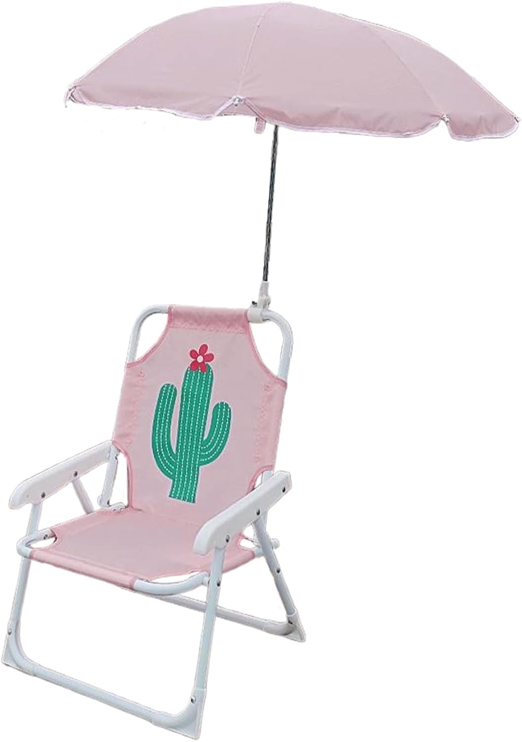Chair with Umbrella|Kids Beach Chair with Umbrella, Foldable & Detachable Portable Oxford Cloth Cute Kids Beach with Canopy for Outdoor Summer, Cactus