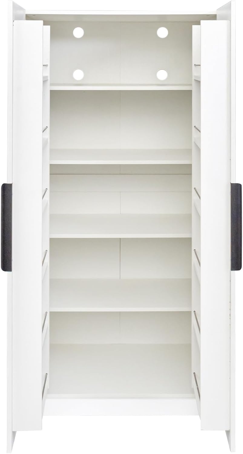 ZeHuoGe 62.99in Kitchen Pantry Cabinet, Freestanding Buffet Cupboards Sideboard with Doors & Shelves, Pantry Storage Cabinet for Kitchen, Living Room and Dinning Room (White)