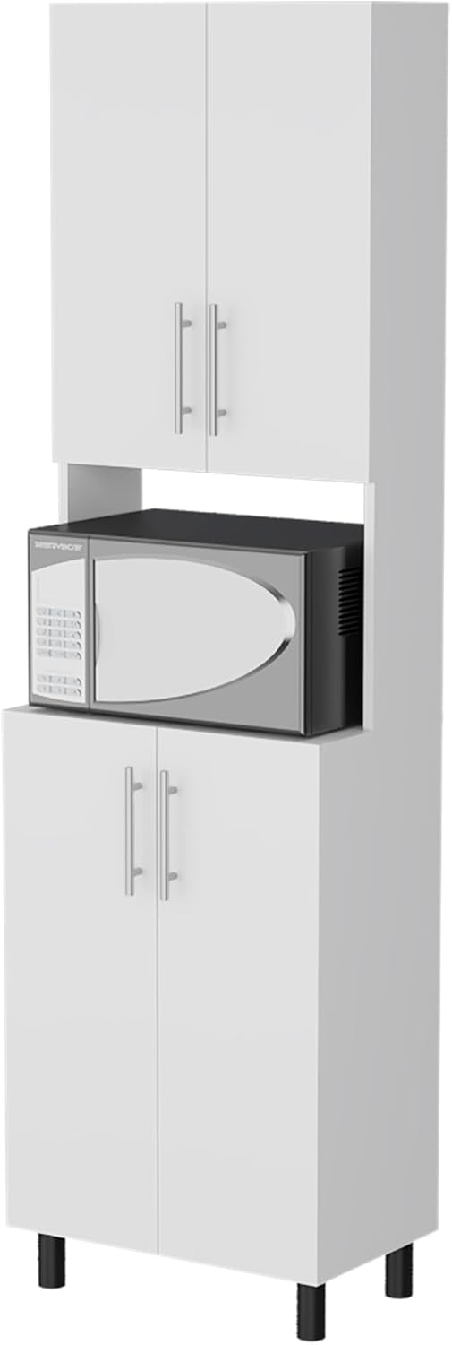 22.2" D*13.2" W*70.86" H Freestanding Kitchen Pantry with 2 Shelves, 2 Double Doors, Rectangular Storage Cabinet, Modern Minimalist, for Living Room, Dining Room, White
