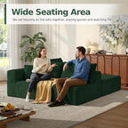 MoonSpeak 107" Sectional Boneless Couches for Living Room.Deep Seat Corduroy L Shaped Modular Sofa.Cloud Sectional Sofa.Upholstered Couches with Oversized Chaise(Green,Right Chaise)