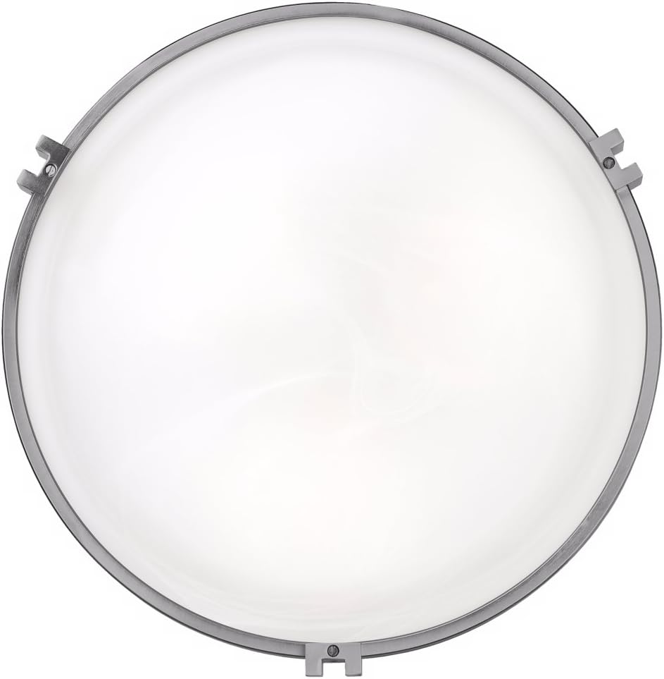 Possini Euro Design Modern Ceiling Light Flush Mount Fixture 16 3/4" Wide Brushed Nickel Silver Metal Marbleized Glass Shade for Bedroom Kitchen Living Room Family Hallway Bathroom House Dining