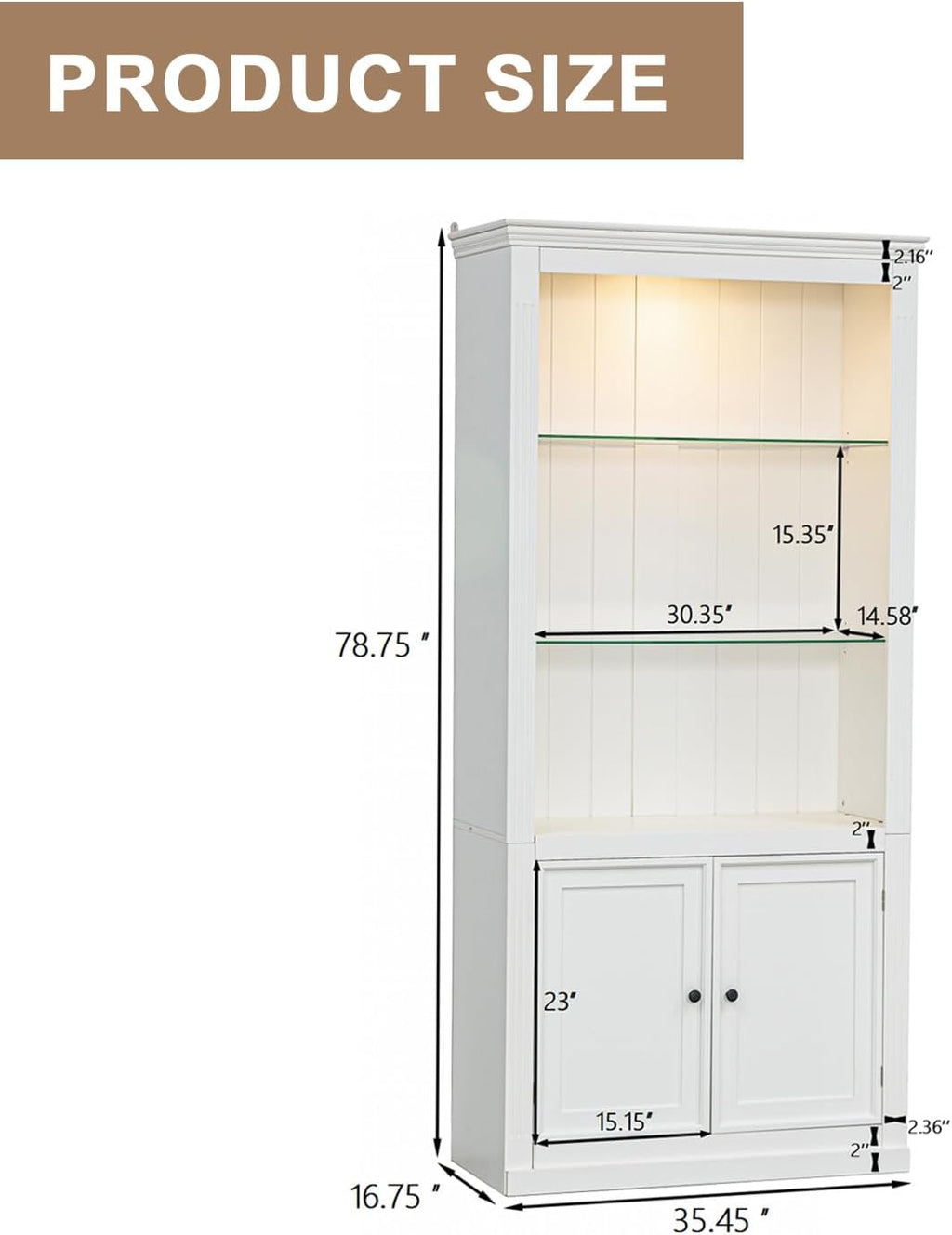 78.75''H Altar Table with 5-Colors Dimmable Ceiling Light, Storage Doors & Adjustable Glass Shelves, Buddhist Home Altar Cabinet for Living Room and Meditation Space (White)