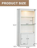 78.75''H Altar Table with 5-Colors Dimmable Ceiling Light, Storage Doors & Adjustable Glass Shelves, Buddhist Home Altar Cabinet for Living Room and Meditation Space (White)