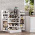 VINGLI Pantry Cabinet, White Kitchen Storage Cabinet with 2 Doors and Adjustable Shelves, 40.5" H Food Storage Freestanding Cupboard for Small Space in Dining Room, Living Room