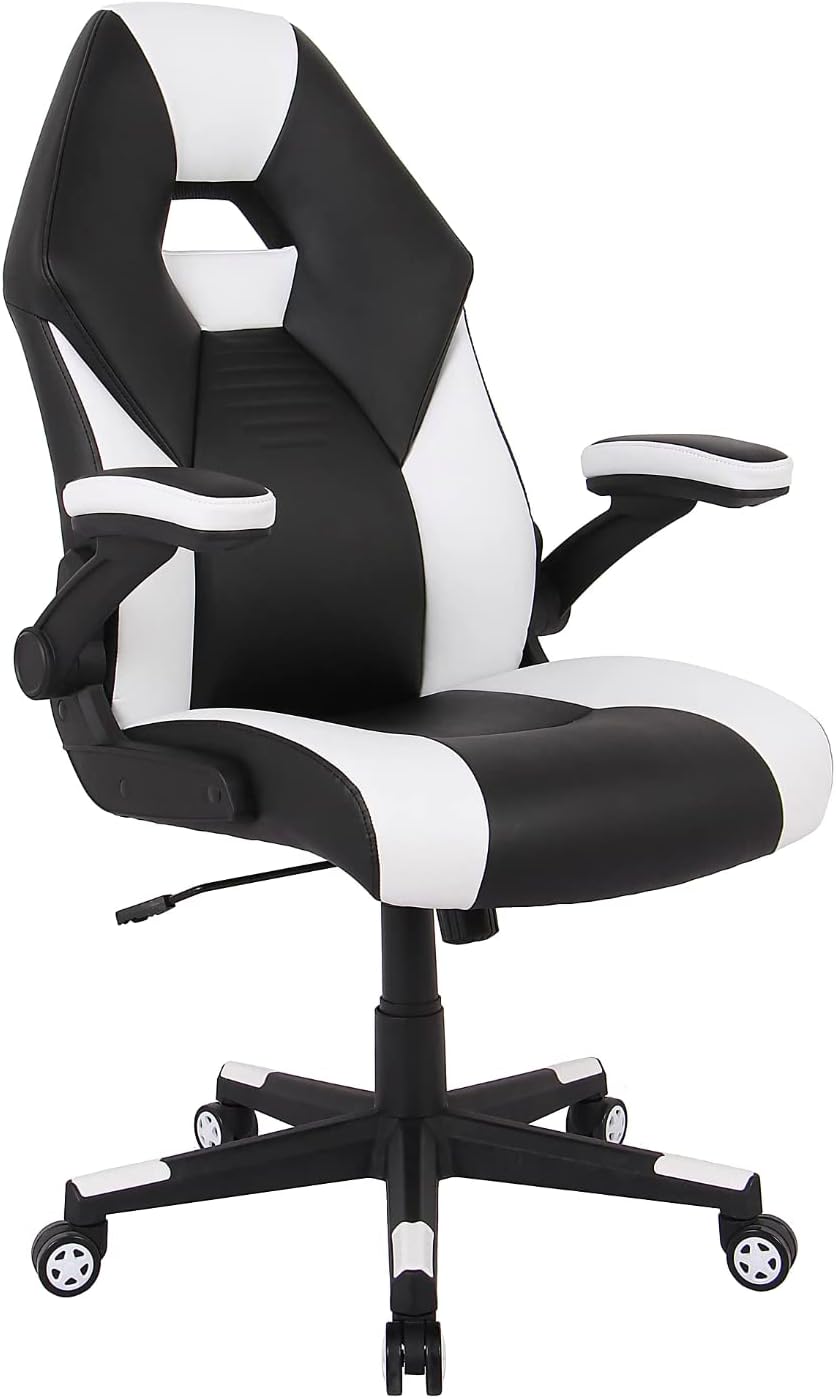 RS Gaming™ Bonded Leather High-Back Gaming Chair, White/Black