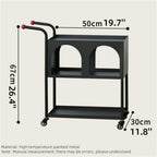 Movable Storage Shelf Metal Storage Cart with Handle - Practical Sofa Side Table with Shelf Mobile End Table for Living Room