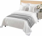 Gray Black Ombre Bed Runner King Size, Modern Abstract Art Oil Painting Bed Scarf Protector Slipcover for Bedroom Wedding Room Hotel, Bedding Runner Throws for Foot of Beds 94"x20"