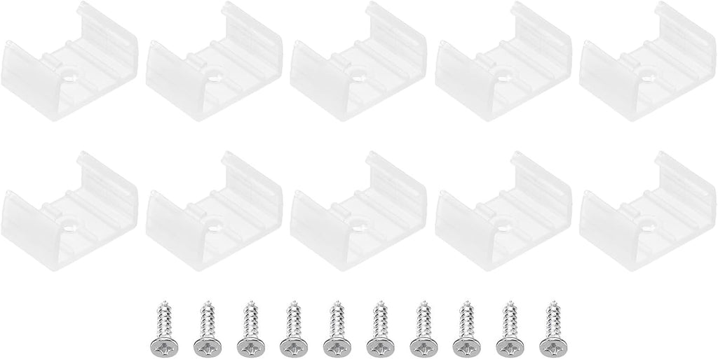 PATIKIL LED Strip Light Clips, 100 Pack Mounting Bracket Fixing Clips Plastic Clamp Holders with Screws for 18mm-20mm Neon RGB Light Cable Ribbon, Translucent