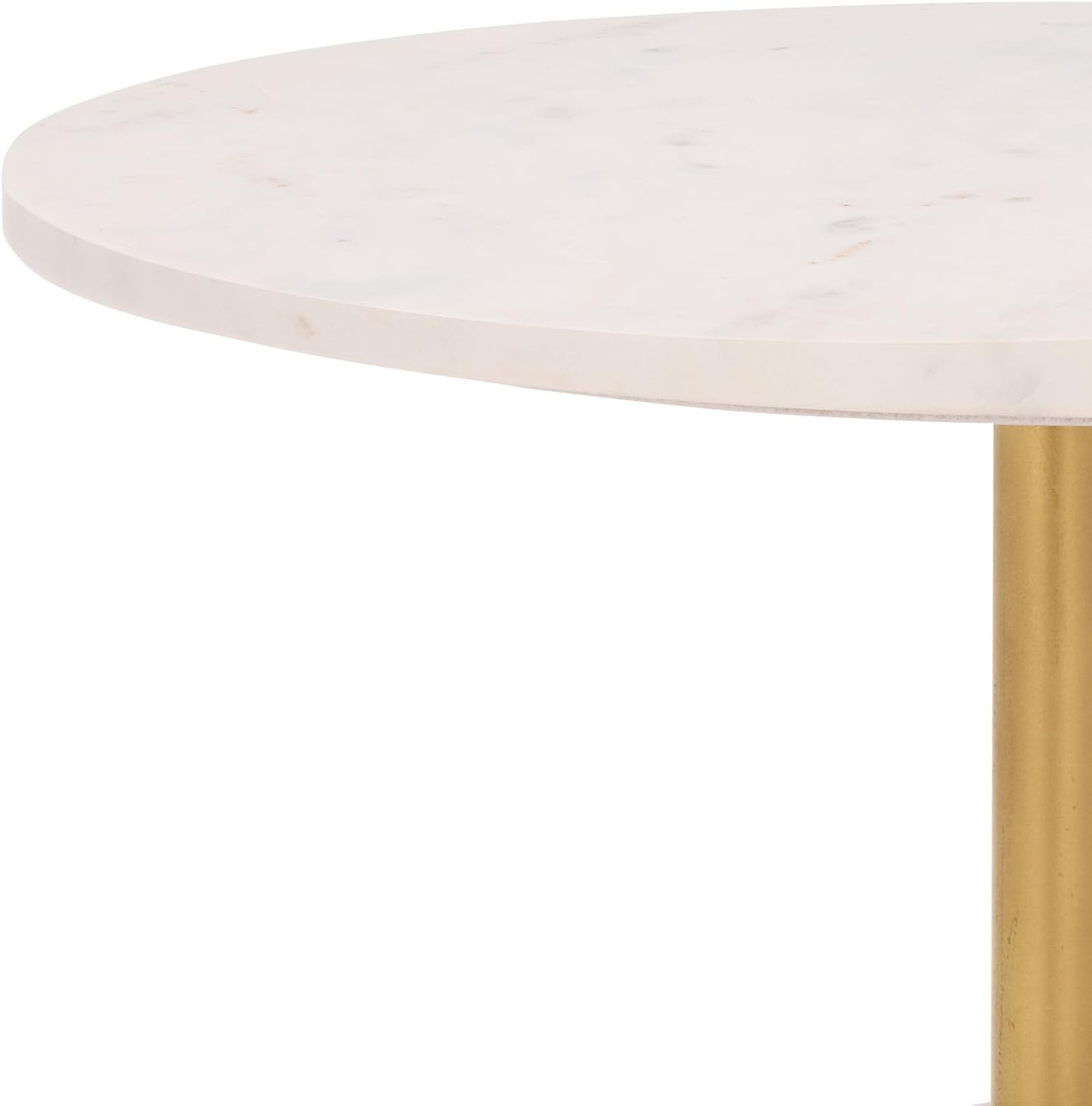 SAFAVIEH Home Collection – Kashi Clear Glass & White Marble Round Side Table, Modern Pedestal Accent Table, Fully Assembled (ACC3217A)