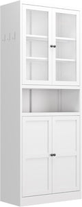 72 Inch White Metal Pantry Cabinet, Freestanding Kitchen Storage with Adjustable Shelves & Stainless Steel Frame, Heavy Duty Organizer for Kitchen, Pantry, Bathroom or Utility Room