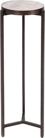 Kate and Laurel Aguilar Modern Round Drink Table, 9 x 9 x 23, Brown Marble and Bronze, Genuine Toronto Marble Accent Table for Use as Indoor Plant Stand or Pedestal Martini Table