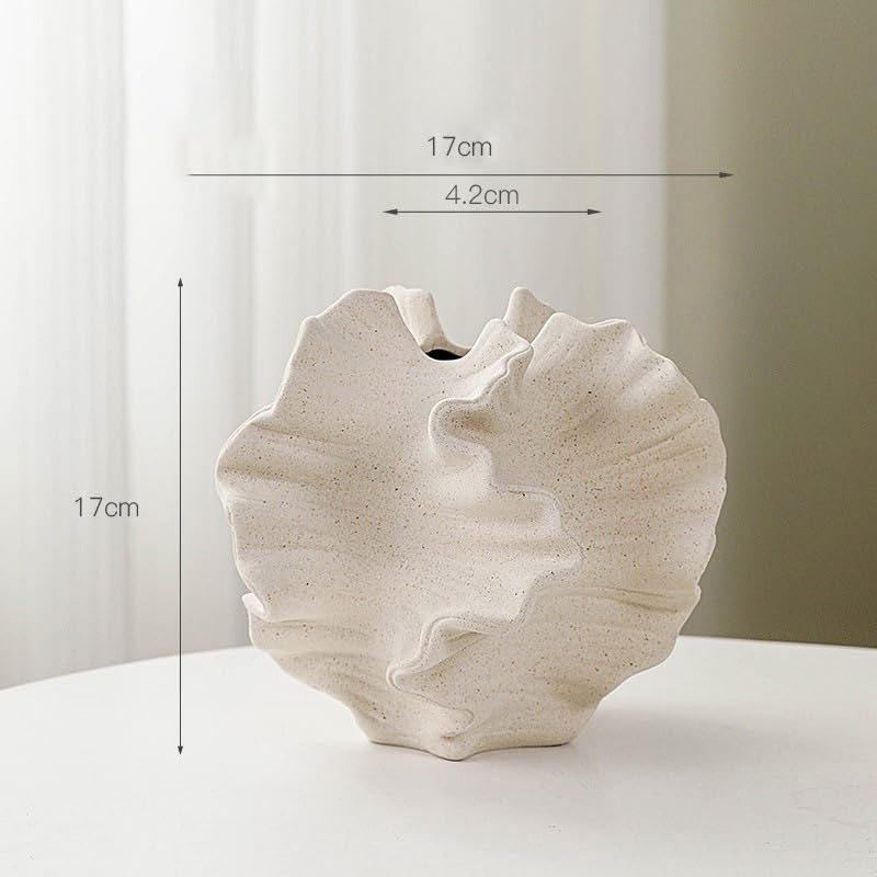 Modern Art Ceramic Coral Flower Vase Home and Office Decoration Sculpture Work Bohemian Decoration Coffee Table Office Bookshelf Living Room Decor (White)