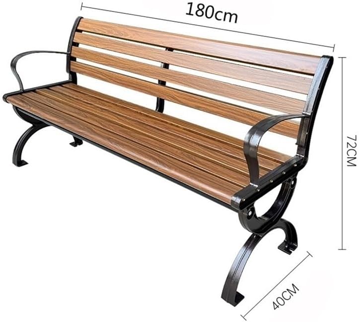 Patio Benches Light Brown Aluminum Park Outdoor BenchOutdoor Leisure Backrest BenchMulti-Model Available(180cm)