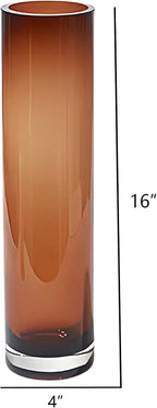 16" Amber Vase,5.3lb Handblown Glass Vase for Living Room, Entryway, or Wedding Decor, Luxury Heavy Duty Flower Vases for Home & Event Centerpieces