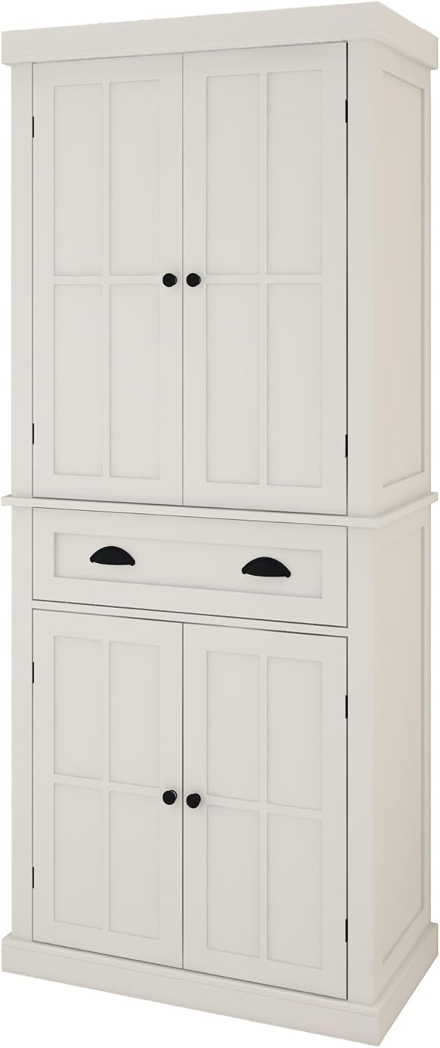 Modern Kitchen Pantry Storage Cabinet, 4 Doors and 2 Adjustable Shelves, for Dining Living Room,for Kitchen Home