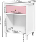 Kids Nightstand, Modern Toddler Nightstand with One Drawer & Open Shelf, Wood End Table for Boys and Girls, Multi-Color Options for Bedroom, Living Room, and Kids' Room Storage (Pink)