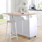 PHI VILLA Kitchen Island Cart on Wheels - Mobile Kitchen Island with Drop Leaf, Rolling Kitchen Table with Storage