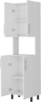 22.2" D*13.2" W*70.86" H Freestanding Kitchen Pantry with 2 Shelves, 2 Double Doors, Rectangular Storage Cabinet, Modern Minimalist, for Living Room, Dining Room, White