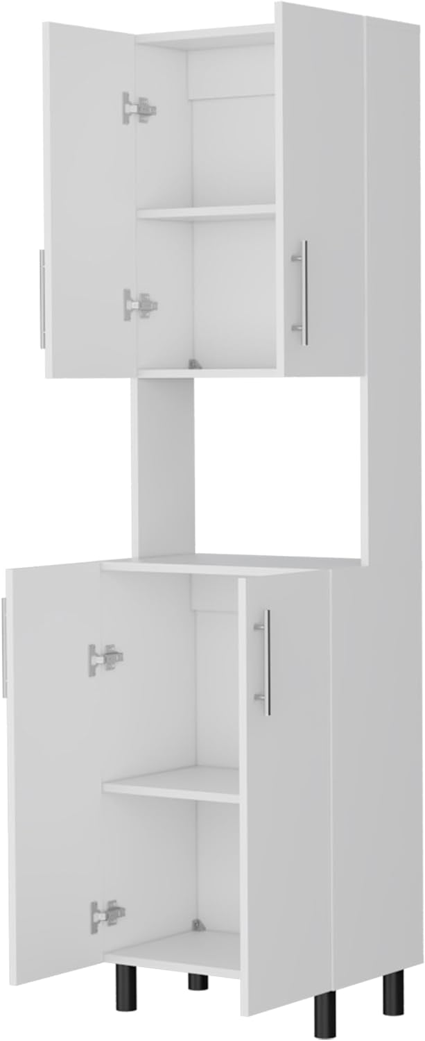 22.2" D*13.2" W*70.86" H Freestanding Kitchen Pantry with 2 Shelves, 2 Double Doors, Rectangular Storage Cabinet, Modern Minimalist, for Living Room, Dining Room, White